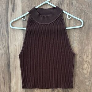Aritzia Babaton Chocolate Ribbed Tank Top